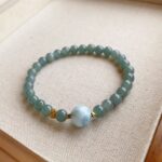 Bohemian Minimalist Healing Natural Blue Water Jadeite Bracelet - Teal Blue Hand-Strung Bracelet with Larimar Accent, Daily & Gift Wear - Image 9
