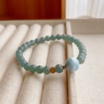 Bohemian Minimalist Healing Natural Blue Water Jadeite Bracelet - Teal Blue Hand-Strung Bracelet with Larimar Accent, Daily & Gift Wear - Image 7