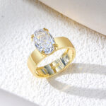 S925 sterling silver simple classic 8*12 ice flower cut zircon ring female European and American cross-border personality layered wedding ring ring - Image 4