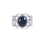 Vintage Palace Style Filigree Hollow - out Natural Black Spinel Ring for Party & Daily Wear, Black, Intricate Filigree Craft, s925 Silver