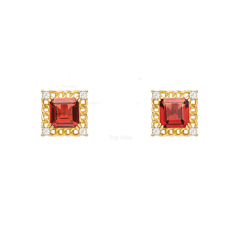O1CN01VAKjtW1VRI7xvCSrC_2217730522649-0-cib.jpg Vintage luxury square garnet stud earrings with small diamonds, suitable for daily wear and banquets, burgundy and gold tone, inlay craftsmanship, diamond setting. - Image 1