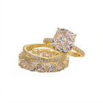 925 sterling silver 5A zircon wedding ring combination ring female European and American cross-border 10*10 ice flower cut simulated diamond ring bracelet