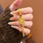 24k sand gold Full diamond eight-treasure compass bracelet fashion niche light luxury silver rotatable inlaid moissanite bracelet for girlfriend - Image 5