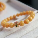 Wealth & Fortune Attracting Natural Butterscotch Amber Beeswax Bracelet with 18K Gold Accents - Spiritual Protection Jewelry - Image 4