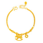 24K bright gold color dragon scales crushed ice immediately rich bracelet fashionable retro safety pony set chain