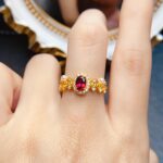 Luxury Vintage Palace Style Natural Garnet Ring - 925 Silver Gold-Plated Pearl Accent Statement Ring for Women - Image 6