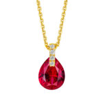 Explosive 925 silver colored gemstone pendant minimalist ruby water drop women's necklace ins style exquisite accessories