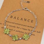 Natural peridot four-leaf clover lucky bracelet S925 sterling silver light luxury niche design - Image 4