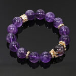 Luxury Elegant Handmade Faceted Amethyst Bracelet with Zircon Accents, Natural Purple Crystal Spiritual Jewelry for Daily & Party Wear - Image 4