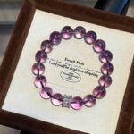 Nine Purple Li Fire Natural Brazilian Amethyst Bracelet, Gradient Purple Crystal Beaded Bracelet with Silver Accent, Spiritual Healing Jewelry for Intuition & Good Fortune - Image 4